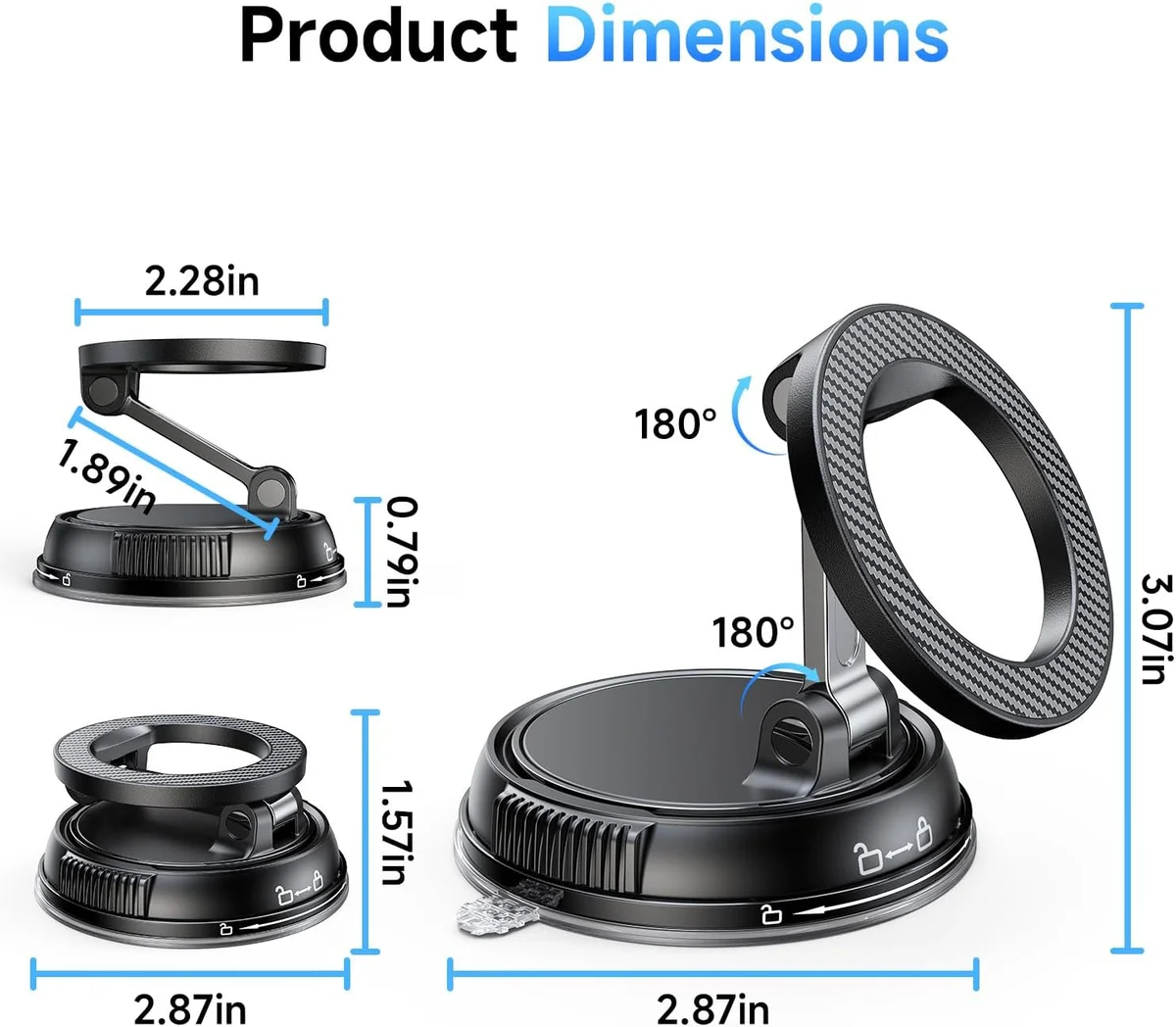 ANDERY Car Phone Holder for Magsafe RLX10 [78+LBS Suction & 2400gf Magnetic] Carbon Fiber New image 8