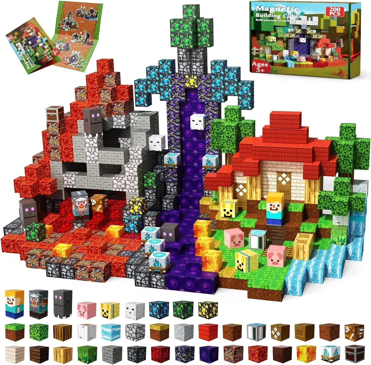 Magneverse 200 PCS Magnetic Building Blocks 0.8in T160 - STEM Toy for Ages 3+, Portal Theme - New