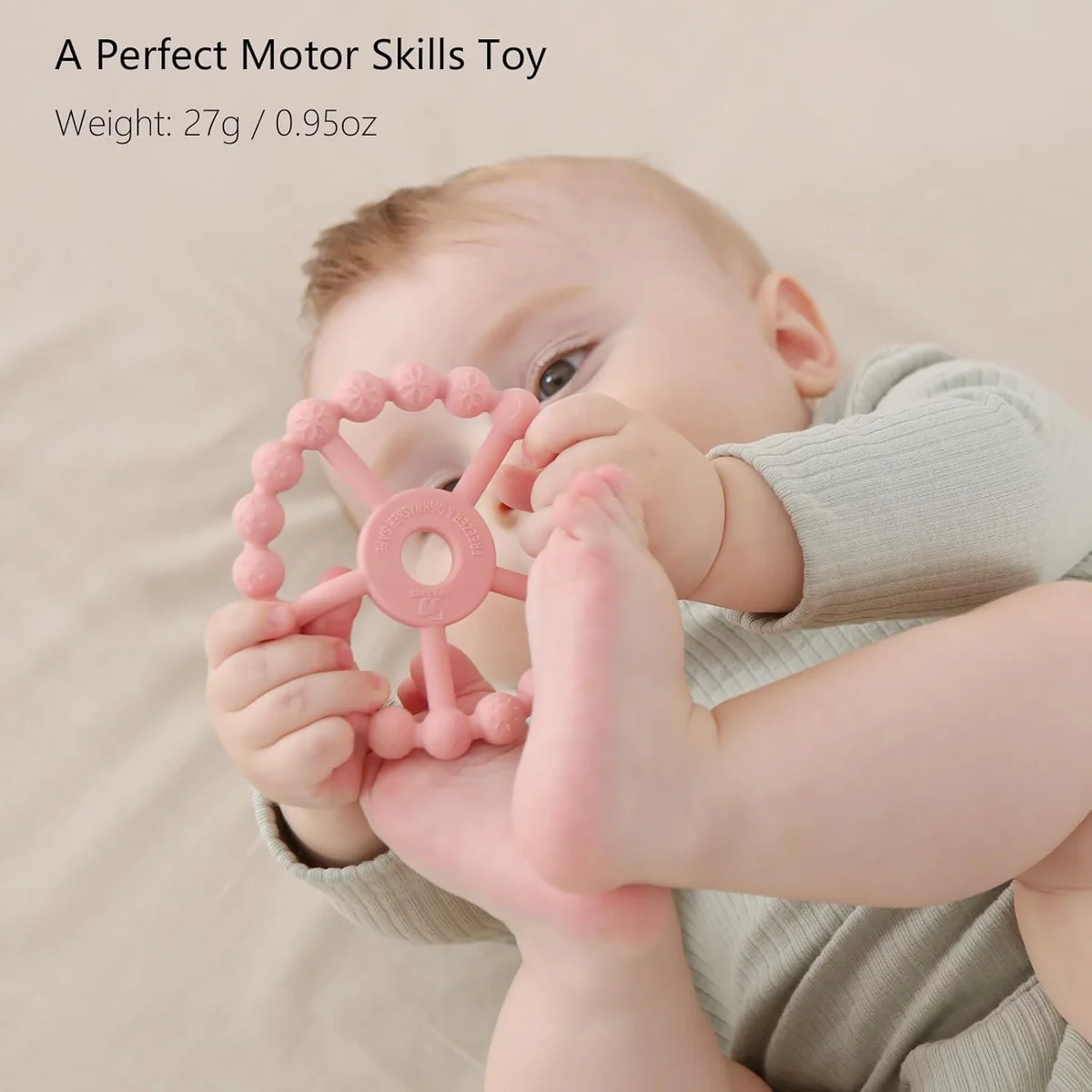 Seposeve 3 Pack Ring Teether Baby Toys YSTRT01 Silicone Teething Relief Purple Pink White - New image 5