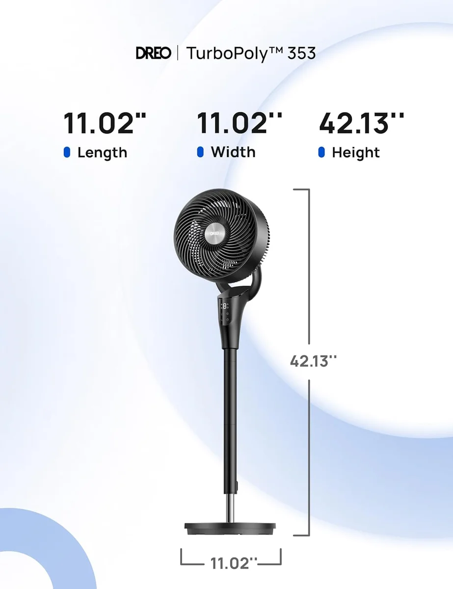 DREO 90° Oscillating Standing Fan DR-HPF013 20dB Quiet 8 Speeds Black New image 10