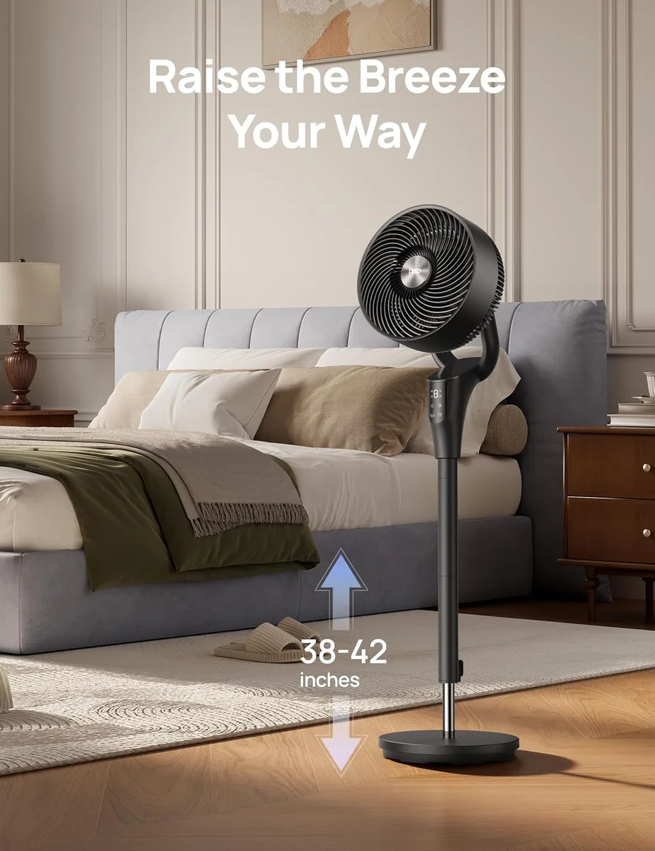 DREO 90° Oscillating Standing Fan DR-HPF013 20dB Quiet 8 Speeds Black New image 9