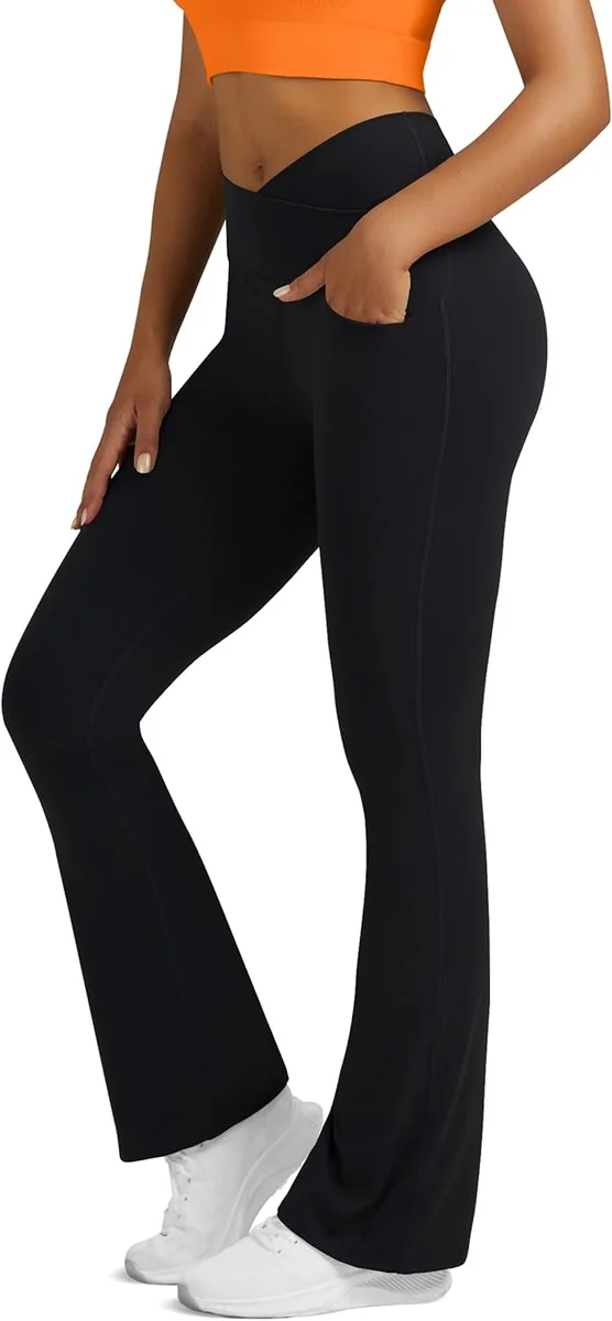 Boerfmian Flare Leggings for Women Yoga Pants High Waisted Bootcut Black New