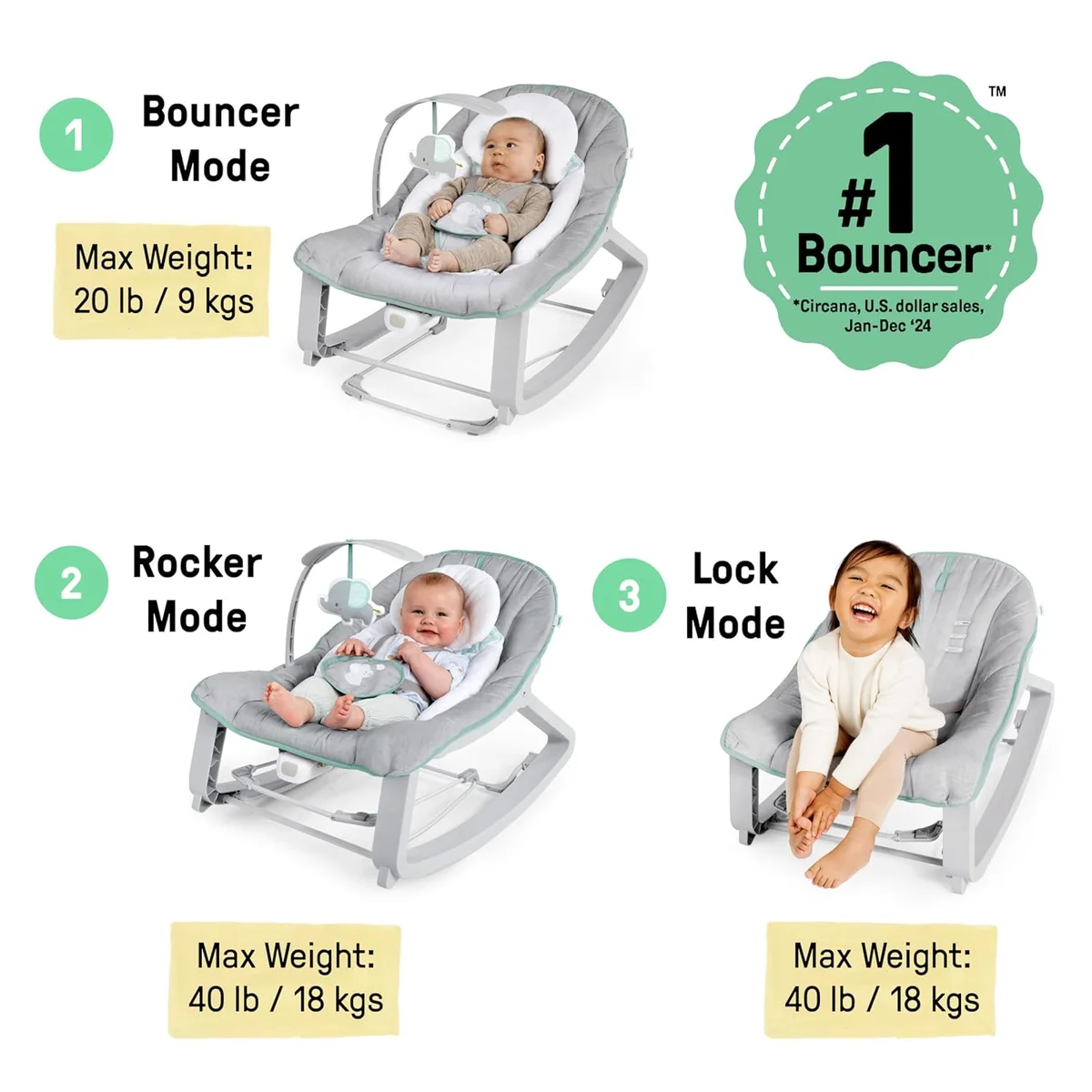Ingenuity Keep Cozy 3-in-1 Vibrating Baby Bouncer 12428 - For Infants to Toddlers Up to 40 lbs Weaver - New image 5