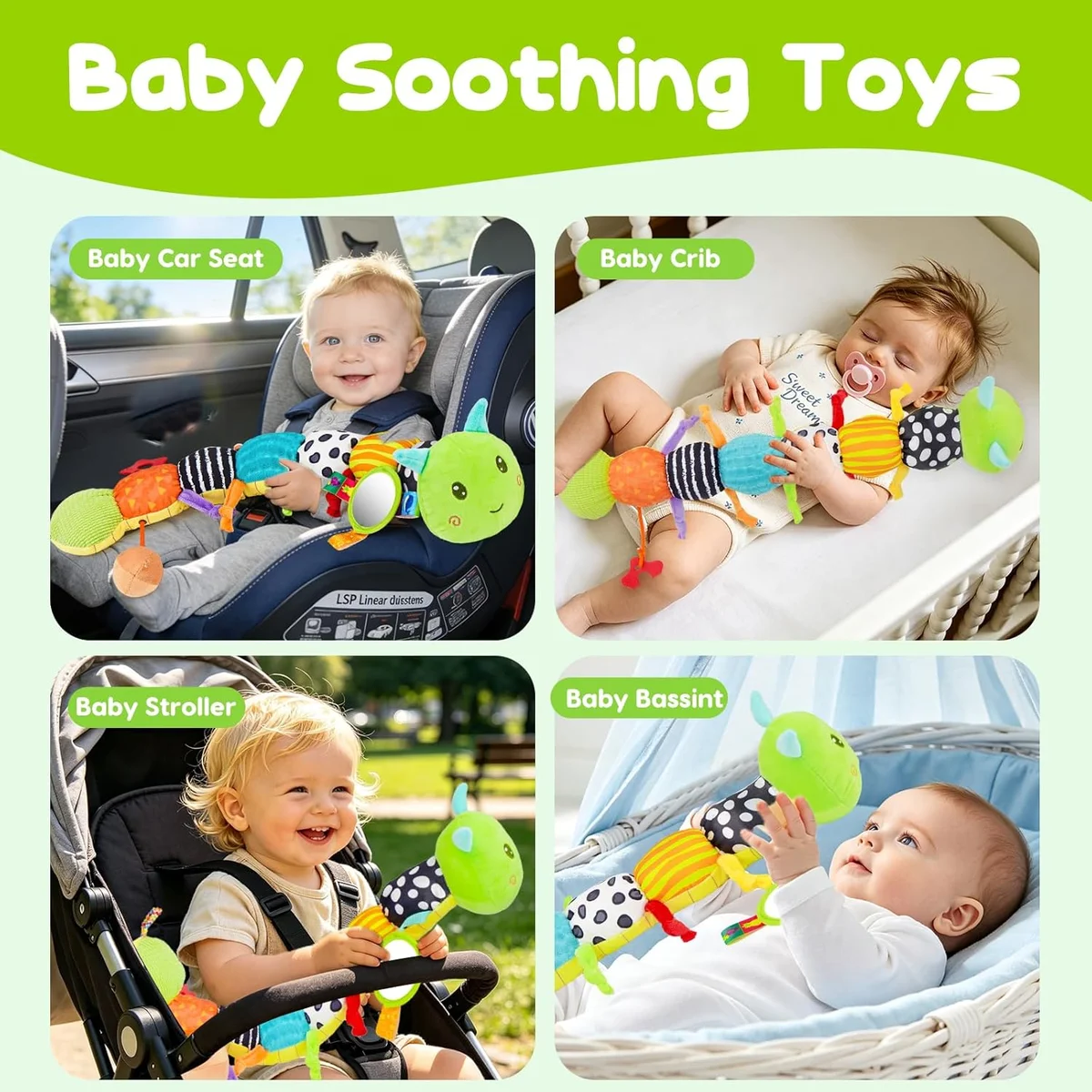 Topsochir Baby Sensory Toys Caterpillar SZ2112007BYA 4-in-1 Plush Green New image 5