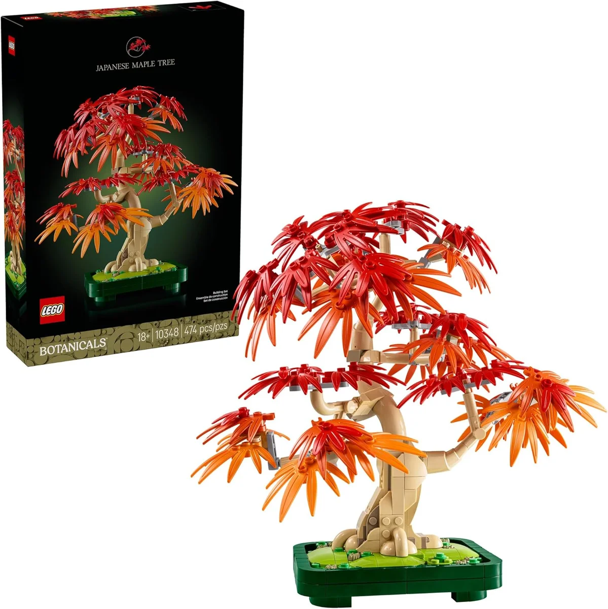LEGO Japanese Red Maple Bonsai Tree Building Kit 10348 - 474 Pieces Multicolor New