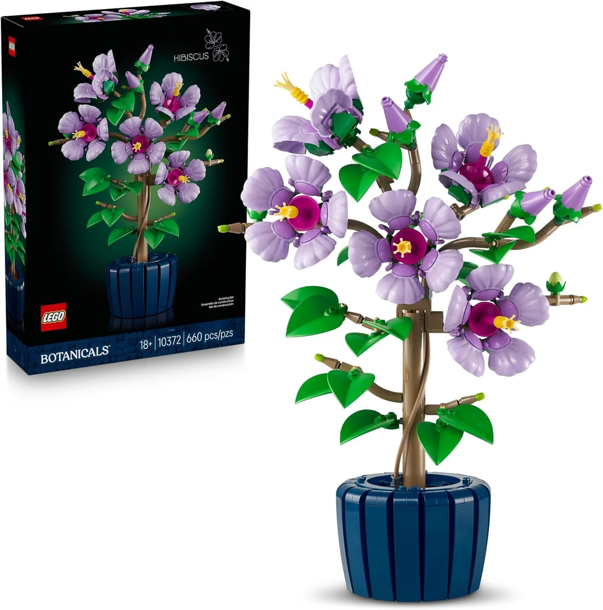 LEGO Botanicals Hibiscus Flower Building Set 10372 - 660 Pieces, Plastic, Multicolor - New
