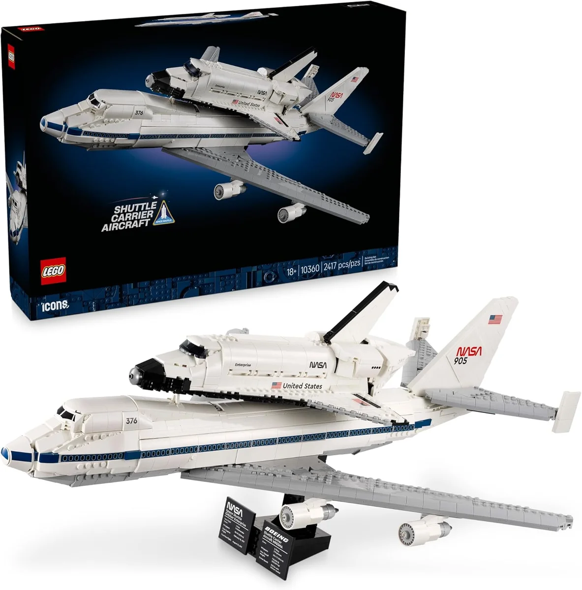 LEGO Icons Shuttle Carrier Aircraft Building Set 10360 - 2417 Pieces - Multicolor - New