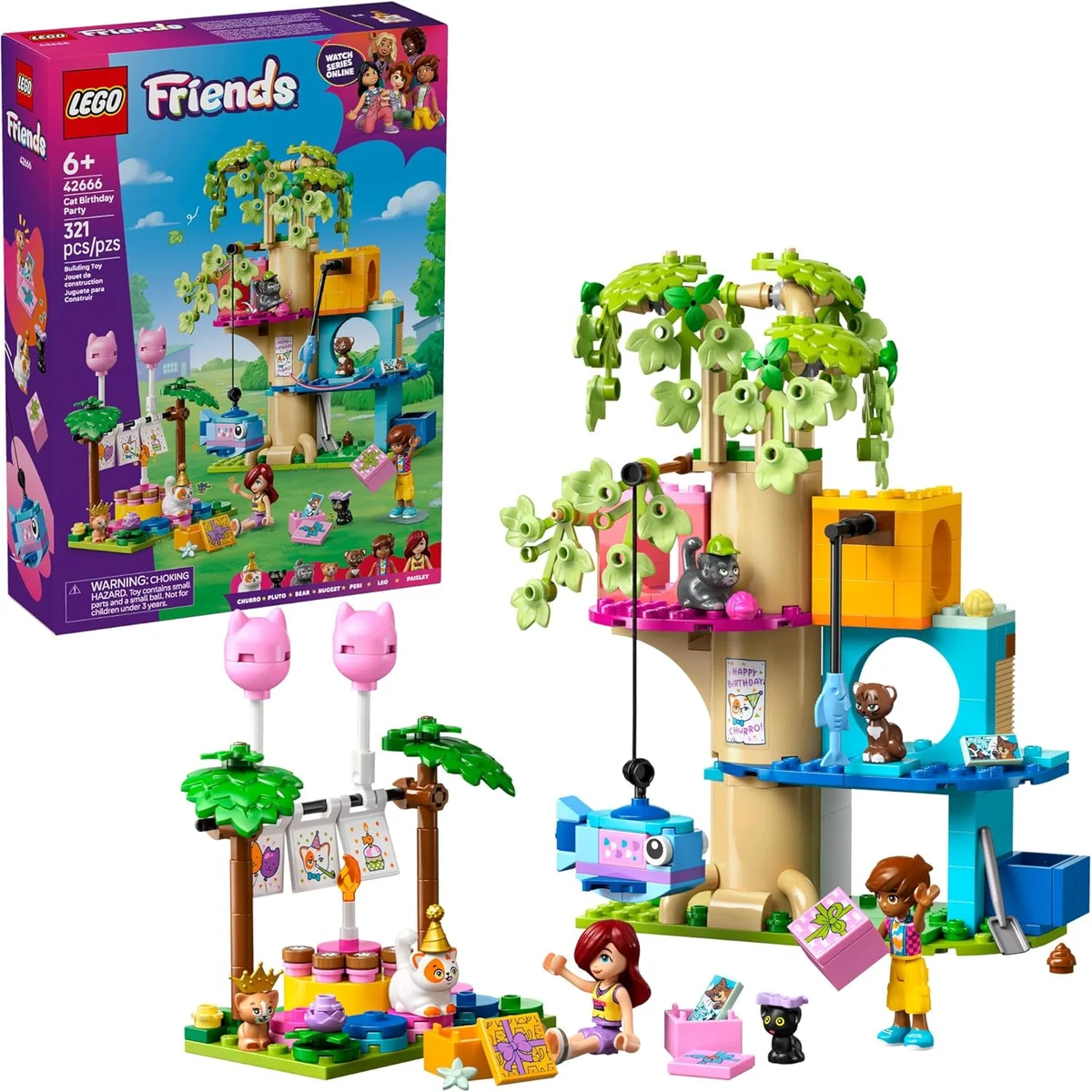 LEGO Friends Party & Tree House Building Toy 42666 - 321 Pieces - Multicolor - New