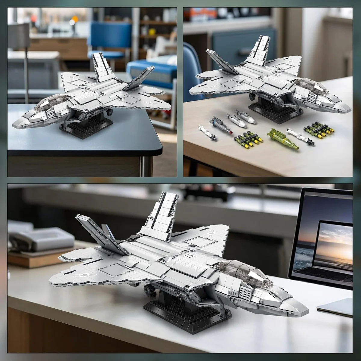 Reobrix F-22 Fighter Jet Building Set Model 33020 1729 PCS Plastic F-22 New image 3