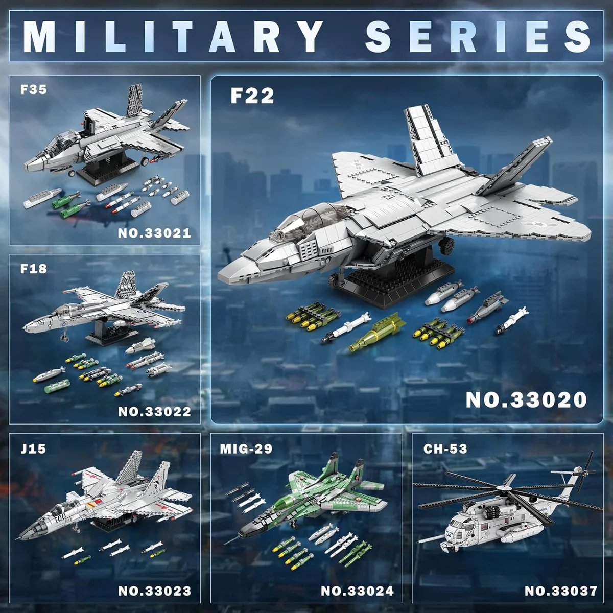 Reobrix F-22 Fighter Jet Building Set Model 33020 1729 PCS Plastic F-22 New image 7
