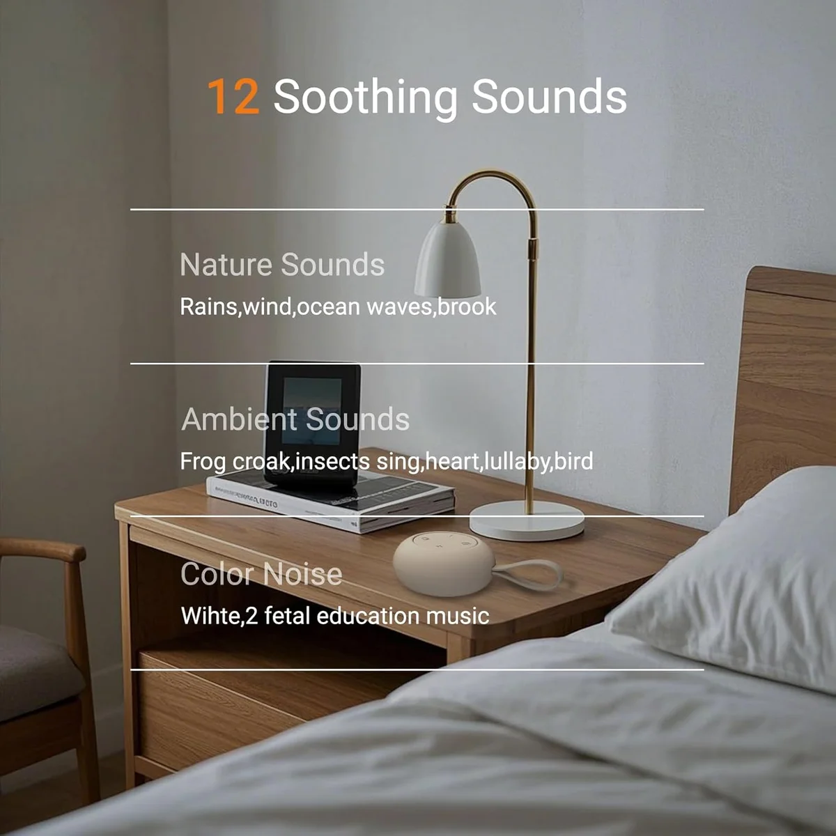 jaroco Portable Baby Sound Machine SM01 [12 Soothing Sounds][15 Hours Battery Life] Putty New image 2