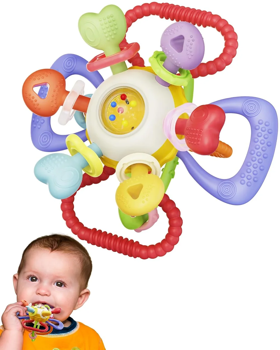 Infinno Baby Montessori Sensory Teething Toy IBMBT-01 BPA-Free Silicone Rattle Multi-Functional New