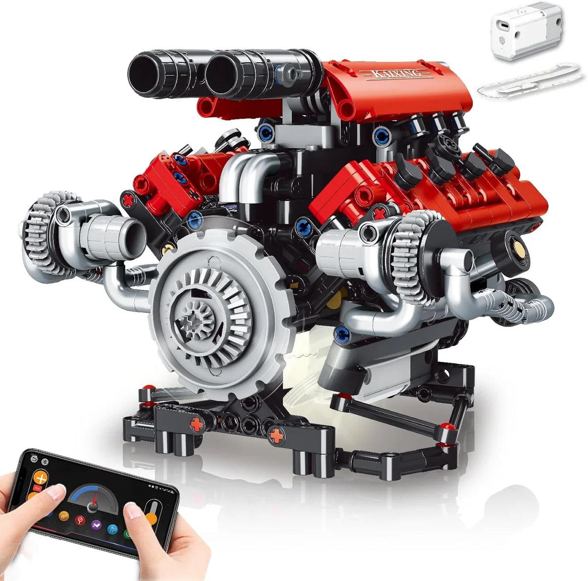 OWNONE 1 V8 Engine Model Kit 660 PCS with Motor, LED Light & App Control - New