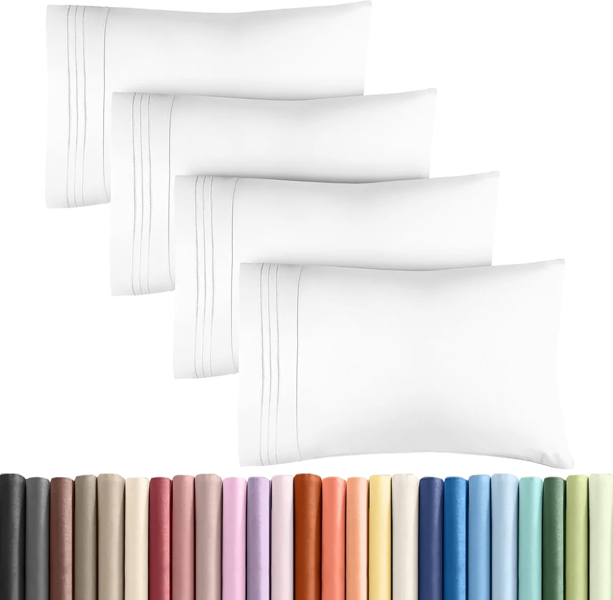 CGK Unlimited Queen Pillow Cases Set of 4 Microfiber Ultra Soft White New