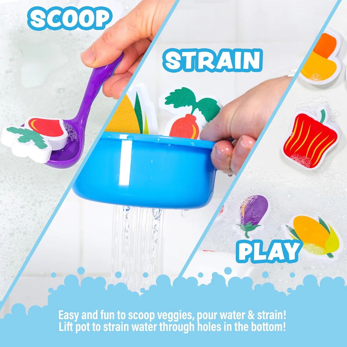 Tub Works Tub Soup Toddler Bath Toy TSPVL Floating Foam Veggies 13-Piece Set Red New image 3