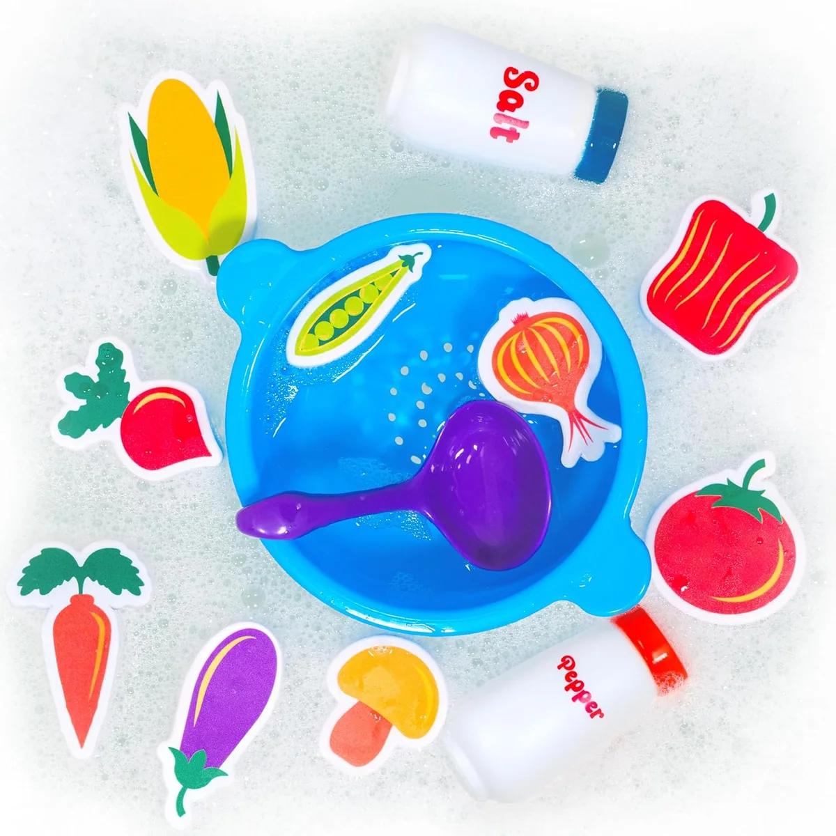 Tub Works Tub Soup Toddler Bath Toy TSPVL Floating Foam Veggies 13-Piece Set Red New image 7