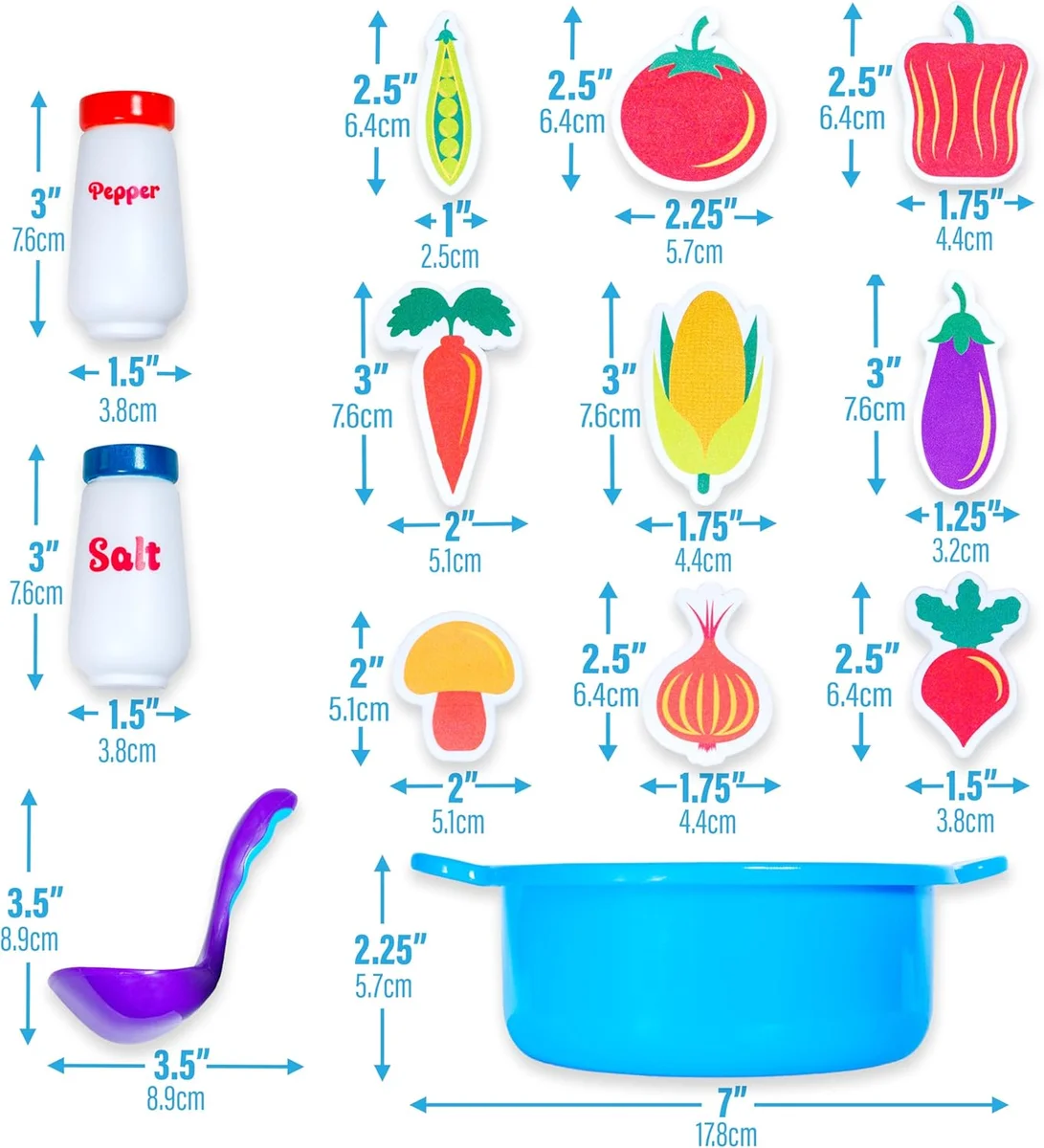 Tub Works Tub Soup Toddler Bath Toy TSPVL Floating Foam Veggies 13-Piece Set Red New image 9
