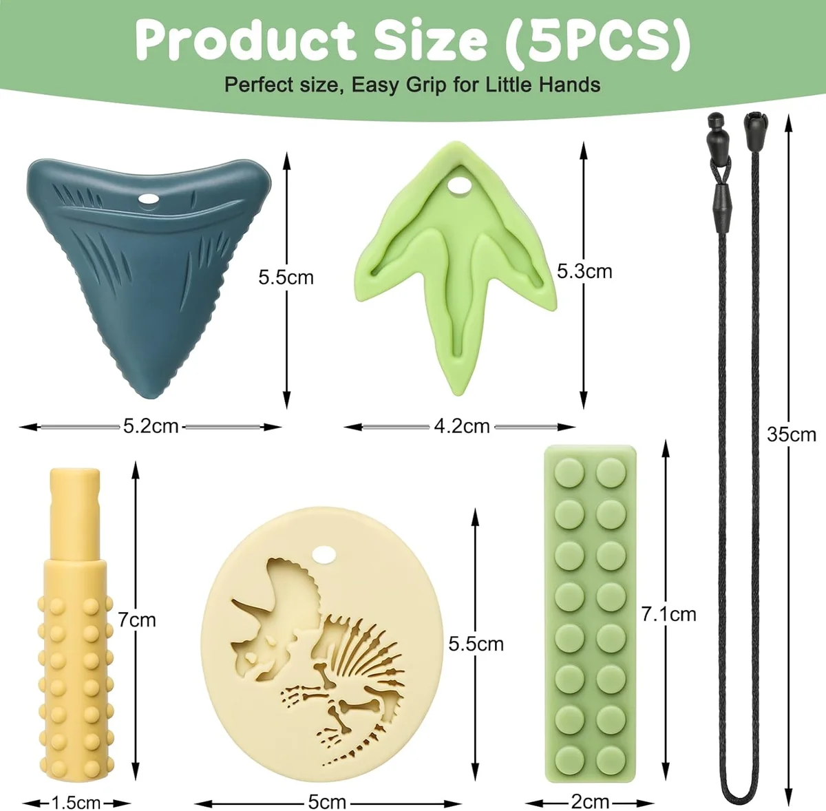 MISSLILI Sensory Chew Necklaces for Aggressive Chewers - Silicone Chewelry for Autism, ADHD - Dinosaur - New image 6