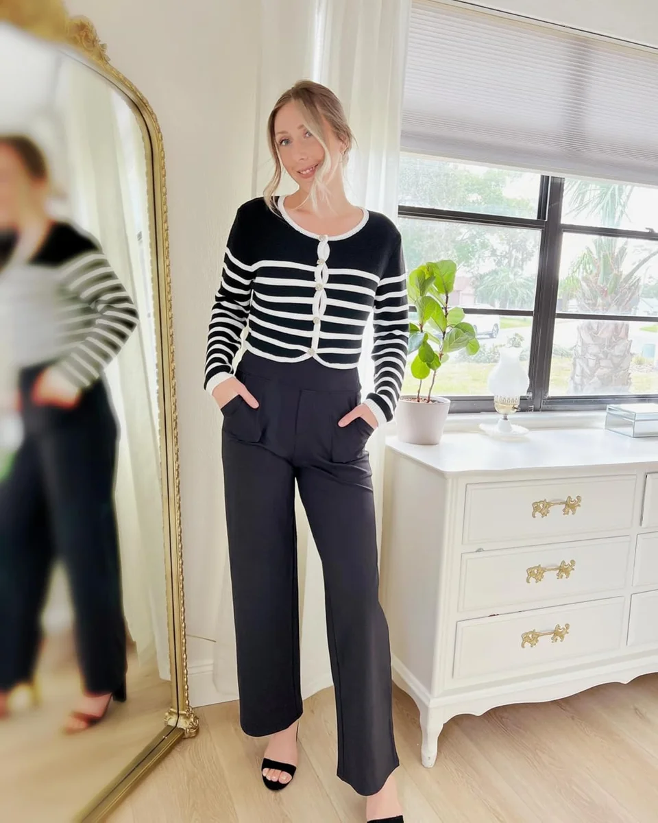 G4Free EverGoing Yoga Pants Wide Leg High Waist Casual Sweatpants GF23J183AC Black New image 2