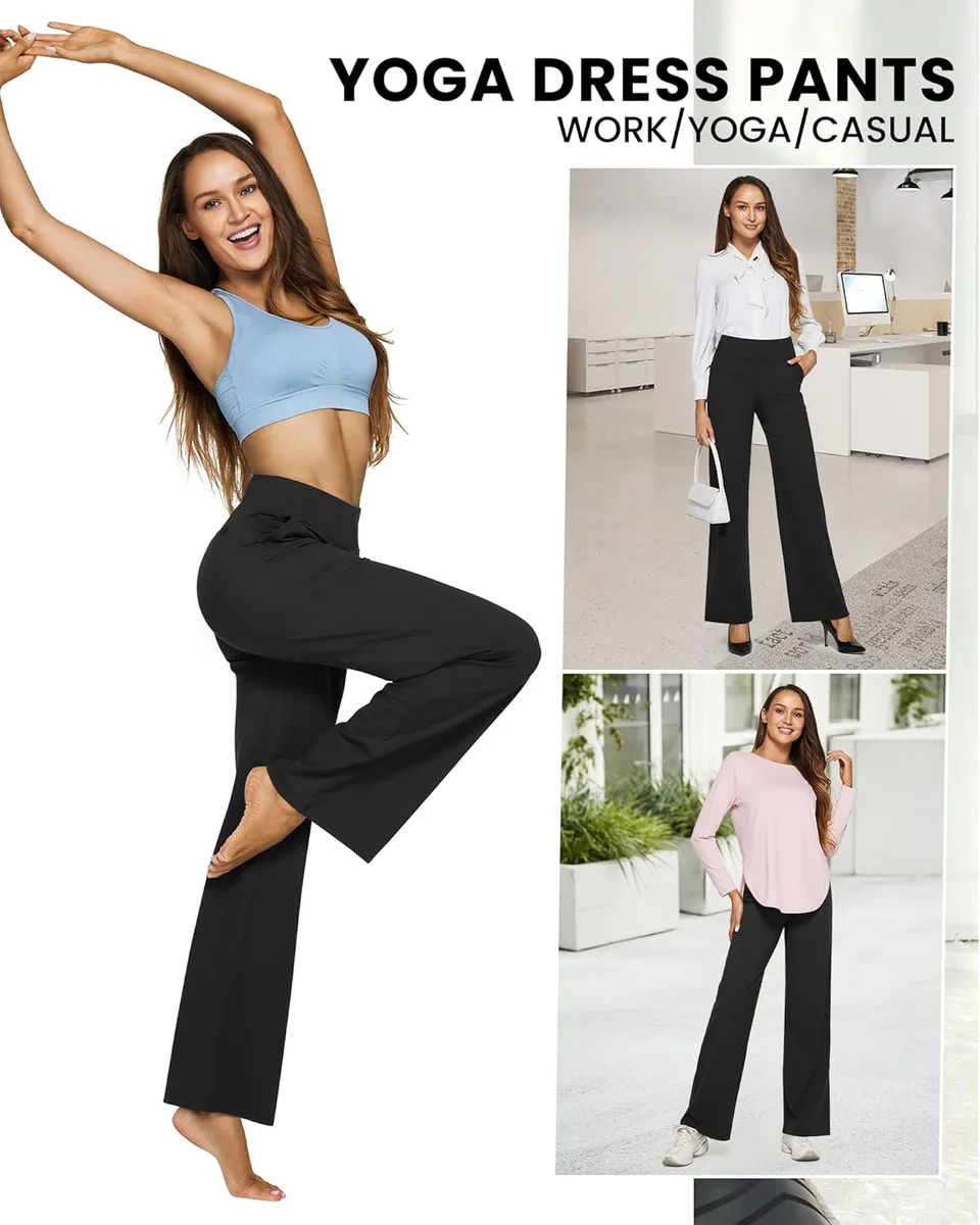 G4Free EverGoing Yoga Pants Wide Leg High Waist Casual Sweatpants GF23J183AC Black New image 4