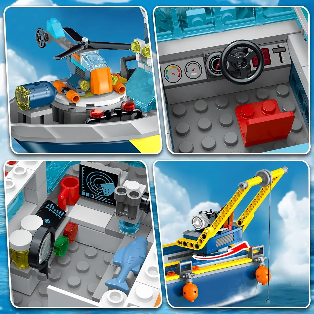 HiWEEGO City Floatable Boat Building Set with LED Light 542 Pieces Blue New image 5