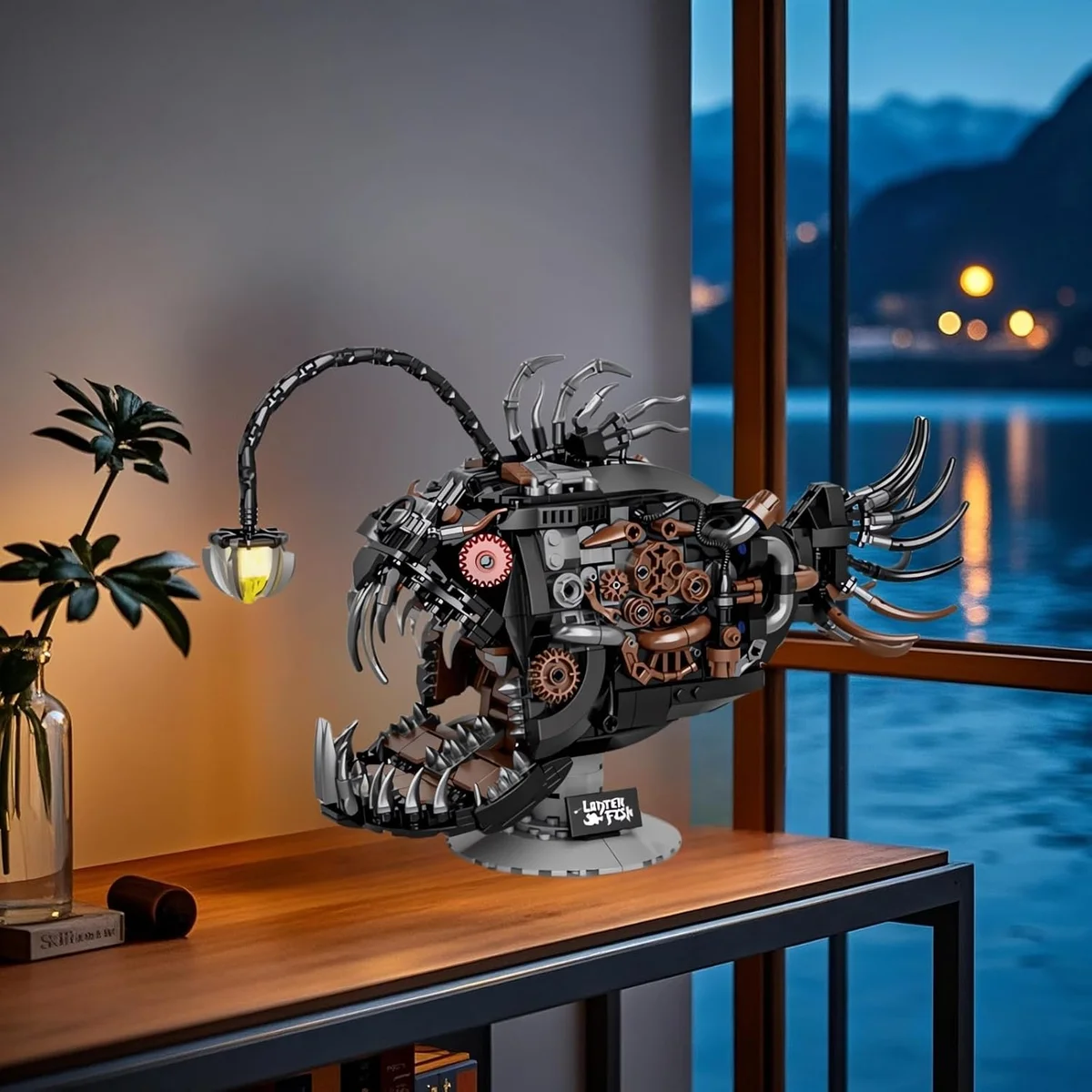 PIVONAX Mechanical Angler Fish Building Block Set 7042 STEM Toy 1038+ Pieces Black New image 5