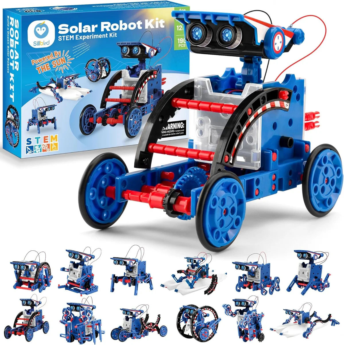 Sillbird Solar Robot Building Kit 12-in-1 CA-R220 STEM Educational Blue-red New