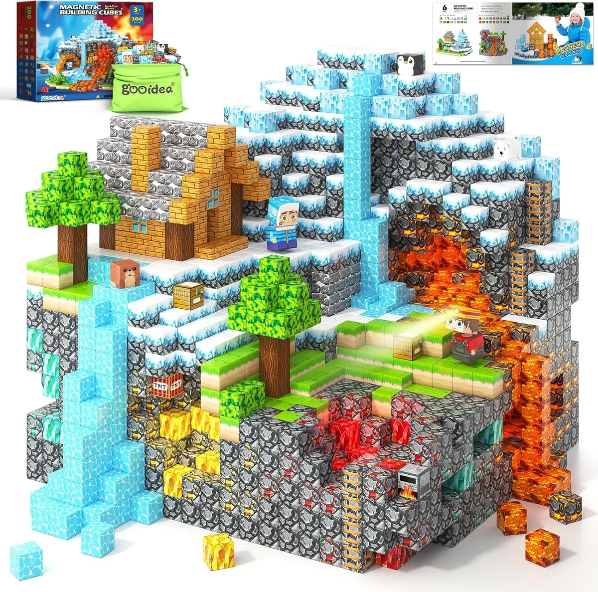 Gooidea Magnetic Blocks 200PCS DL-M95 Educational Building Set Ice and Fire New