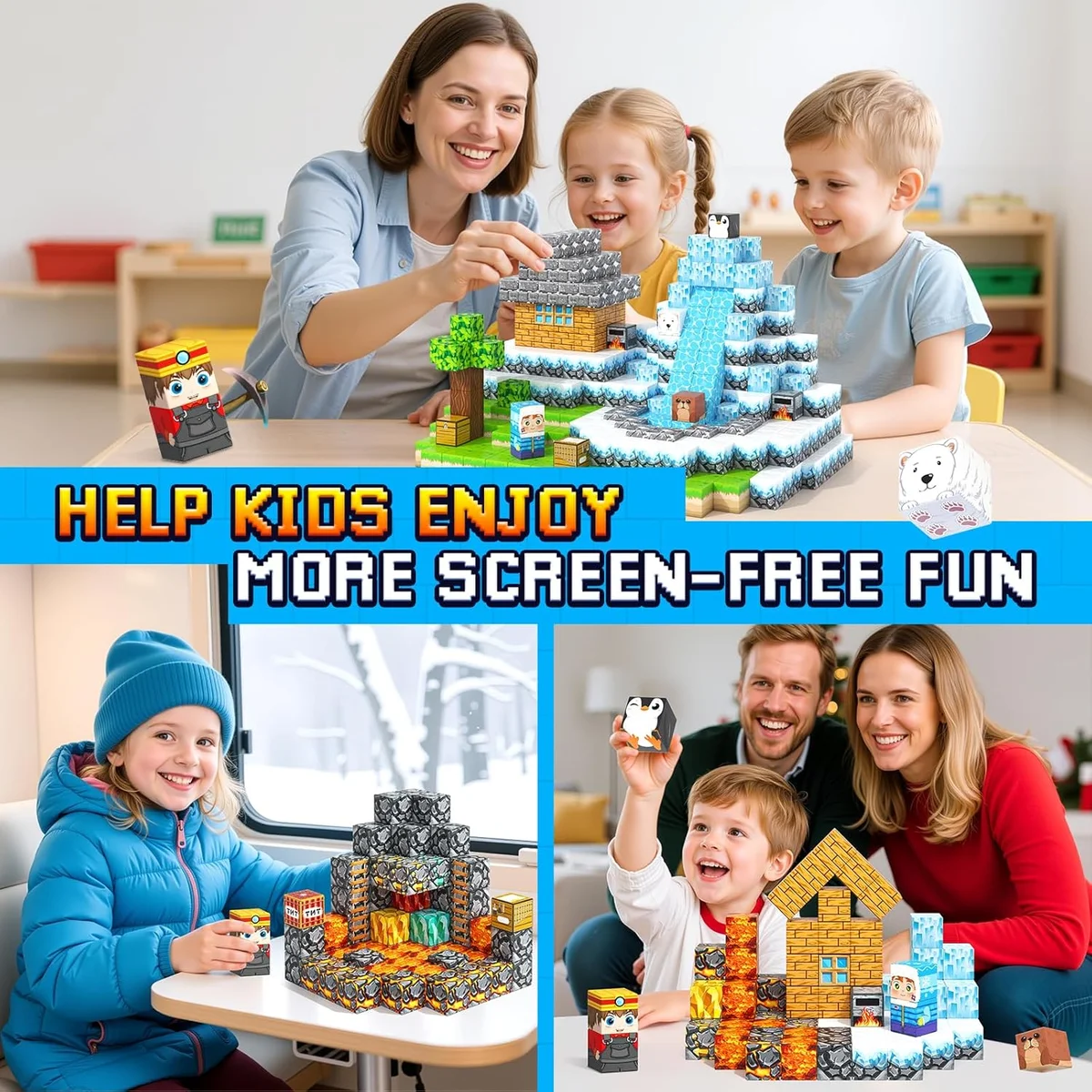 Gooidea Magnetic Blocks 200PCS DL-M95 Educational Building Set Ice and Fire New image 7