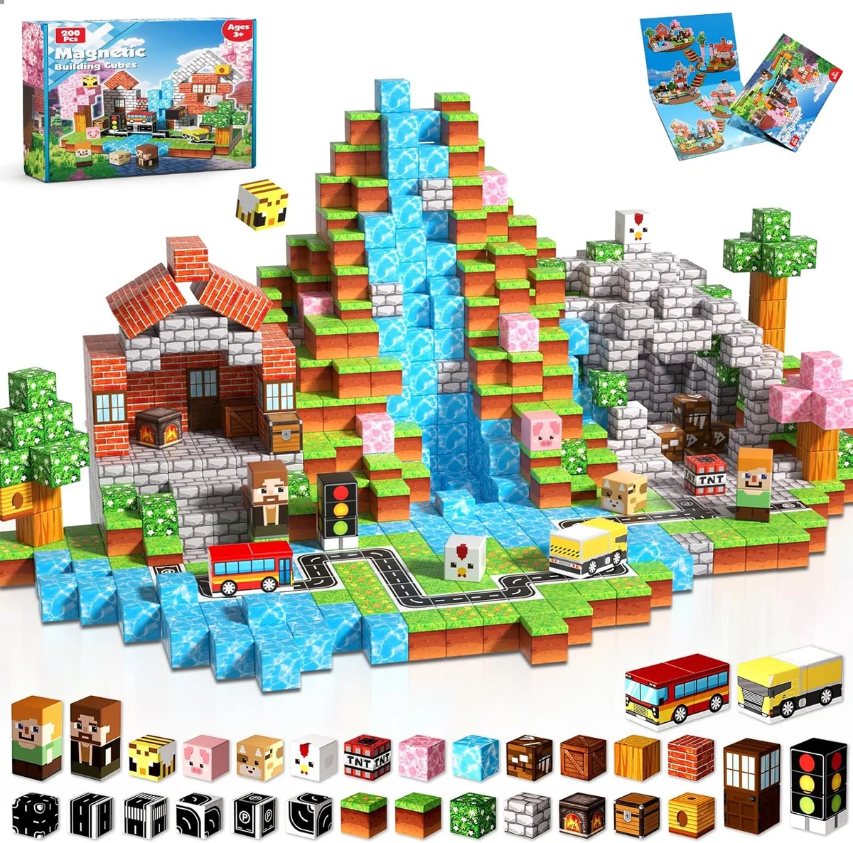 Magneverse Magnetic Building Blocks 200 PCS 0.8in STEM Toys for Kids 3+ Years - New
