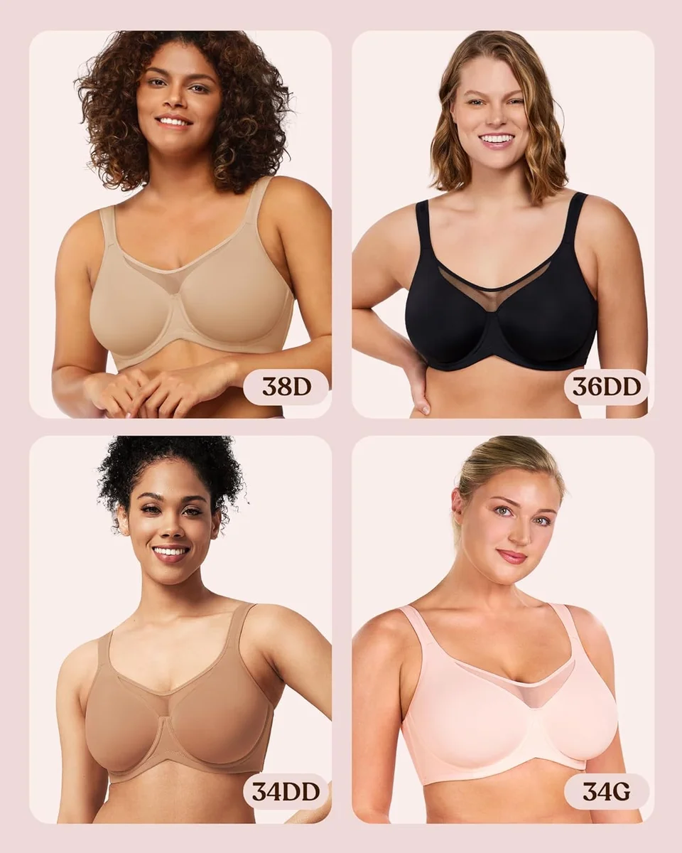HSIA Minimizer Bra Plus Size T-Shirt Underwire Full Coverage Ivory Beige New image 5