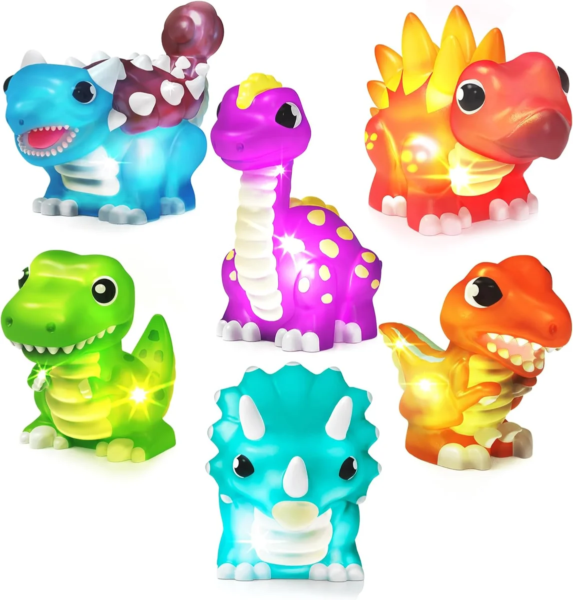 Tub Works Dinos Light Up Bath Toys 6 Pack Water-Activated New