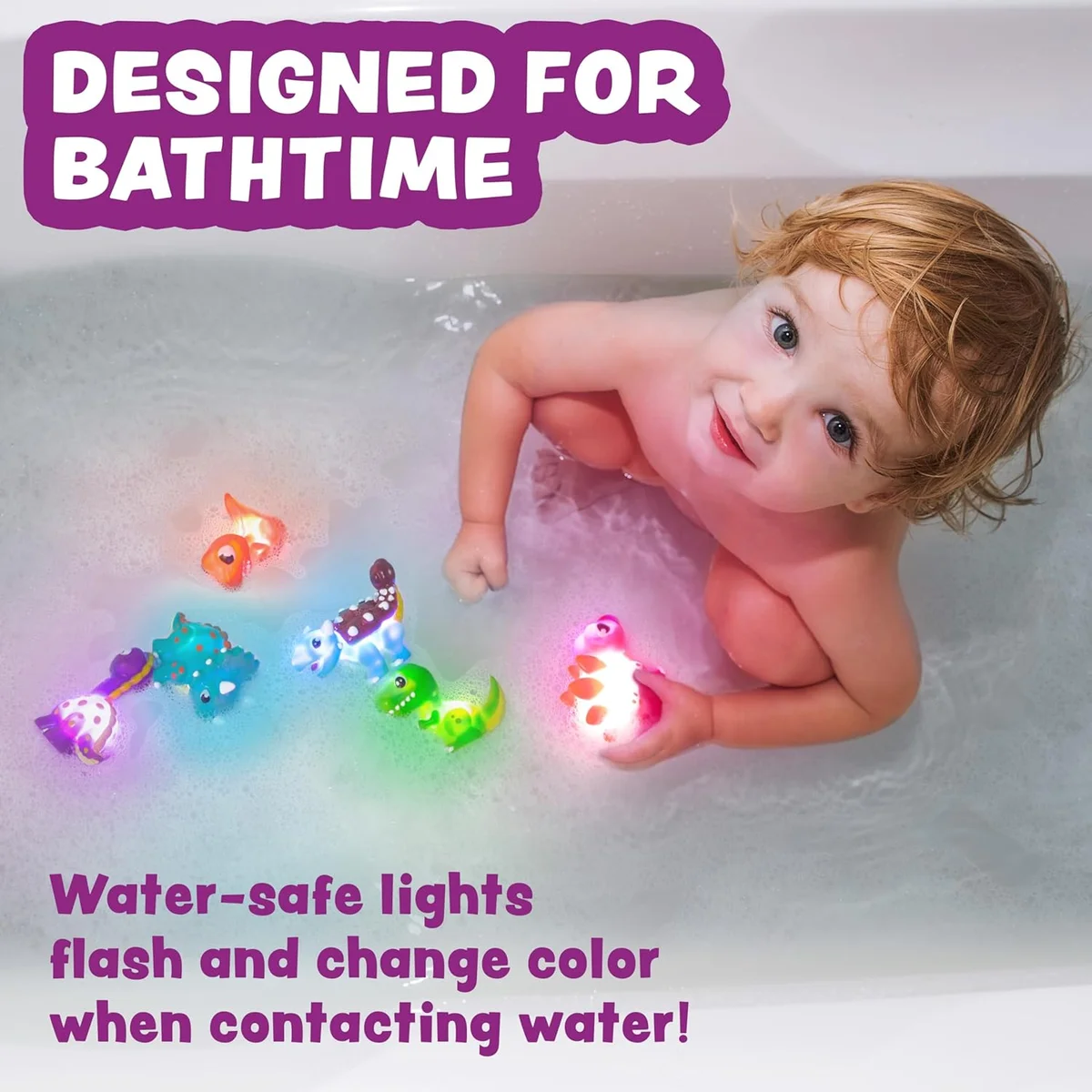 Tub Works Dinos Light Up Bath Toys 6 Pack Water-Activated New image 2