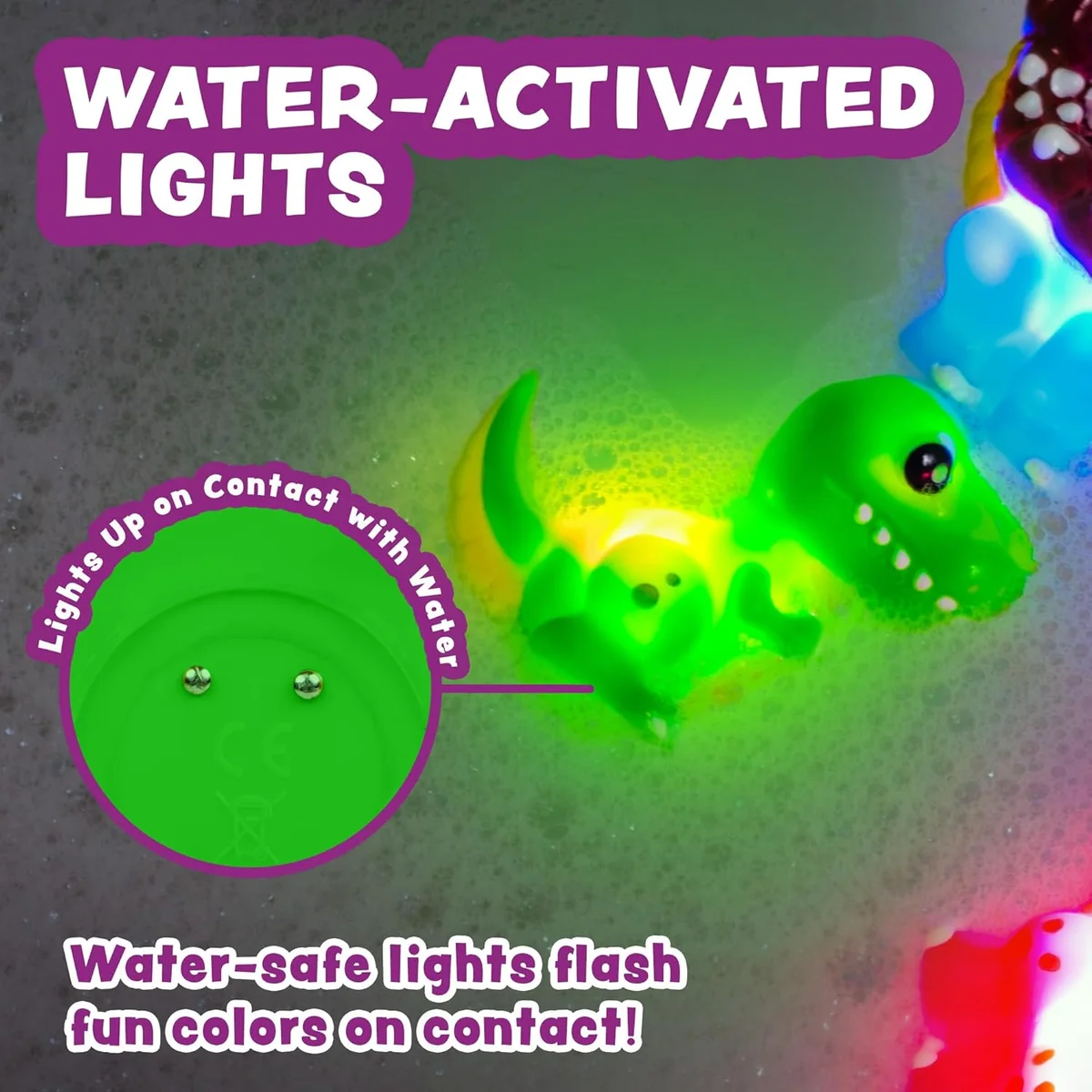 Tub Works Dinos Light Up Bath Toys 6 Pack Water-Activated New image 4