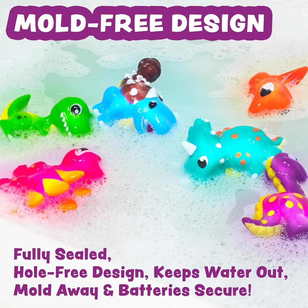 Tub Works Dinos Light Up Bath Toys 6 Pack Water-Activated New image 6