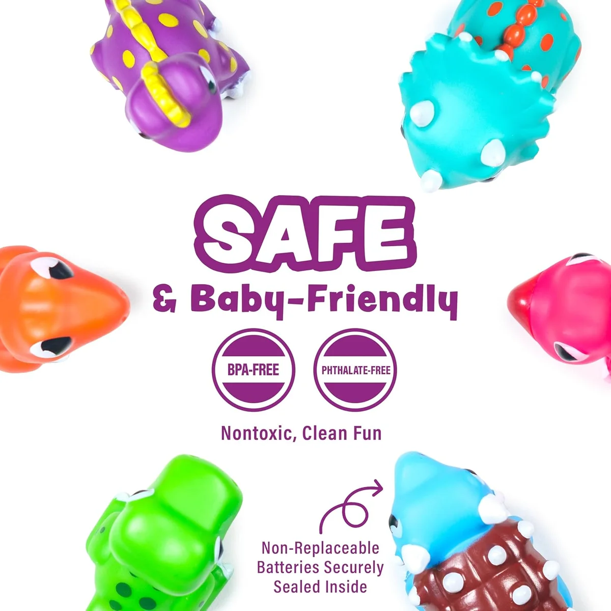 Tub Works Dinos Light Up Bath Toys 6 Pack Water-Activated New image 7