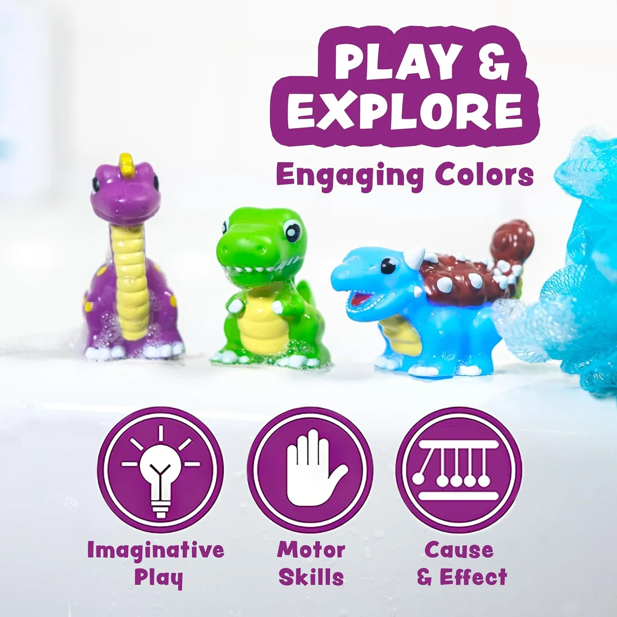 Tub Works Dinos Light Up Bath Toys 6 Pack Water-Activated New image 8