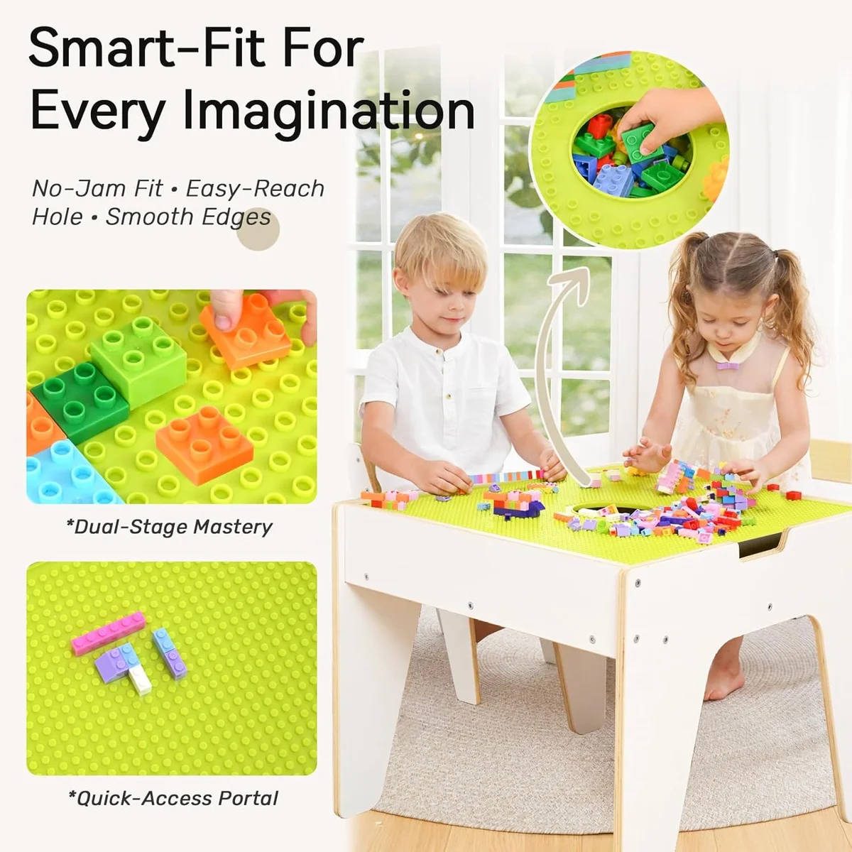 WINGYZ 4-in-1 Wooden Kids Activity Table WZ291001 22''D x 21''W x 18''H Birch Marine Plywood 1 Table + 2 Chairs New image 5