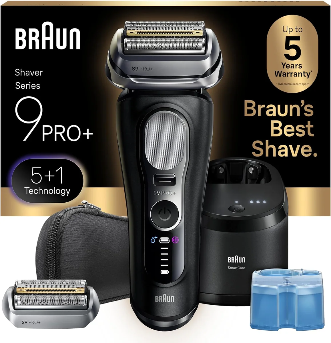 Braun Series 9 PRO+ Electric Shaver 9660CCPS Pro SensoAdapt Wet & Dry Black New