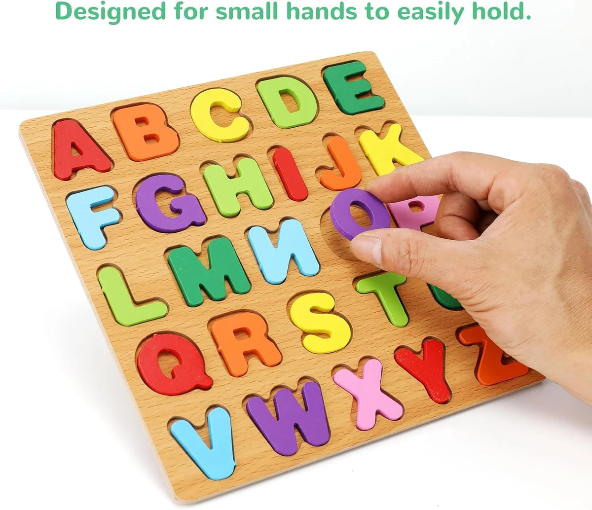 NASHRIO Alphabet Wooden Puzzles for Toddlers 3-5 ABC Number Shape Educational Toys 3-Pack Set New image 7