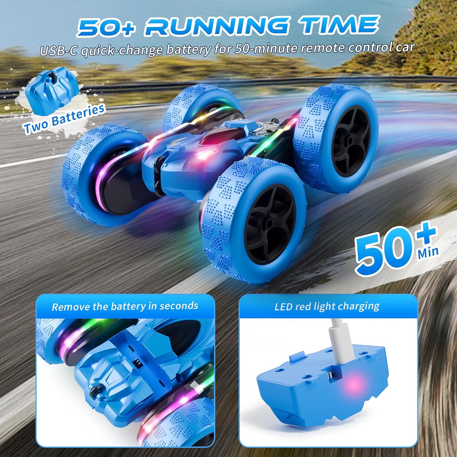 Zalneo Remote Control Stunt Car 4WD 360° Flip Z1 Blue New image 2