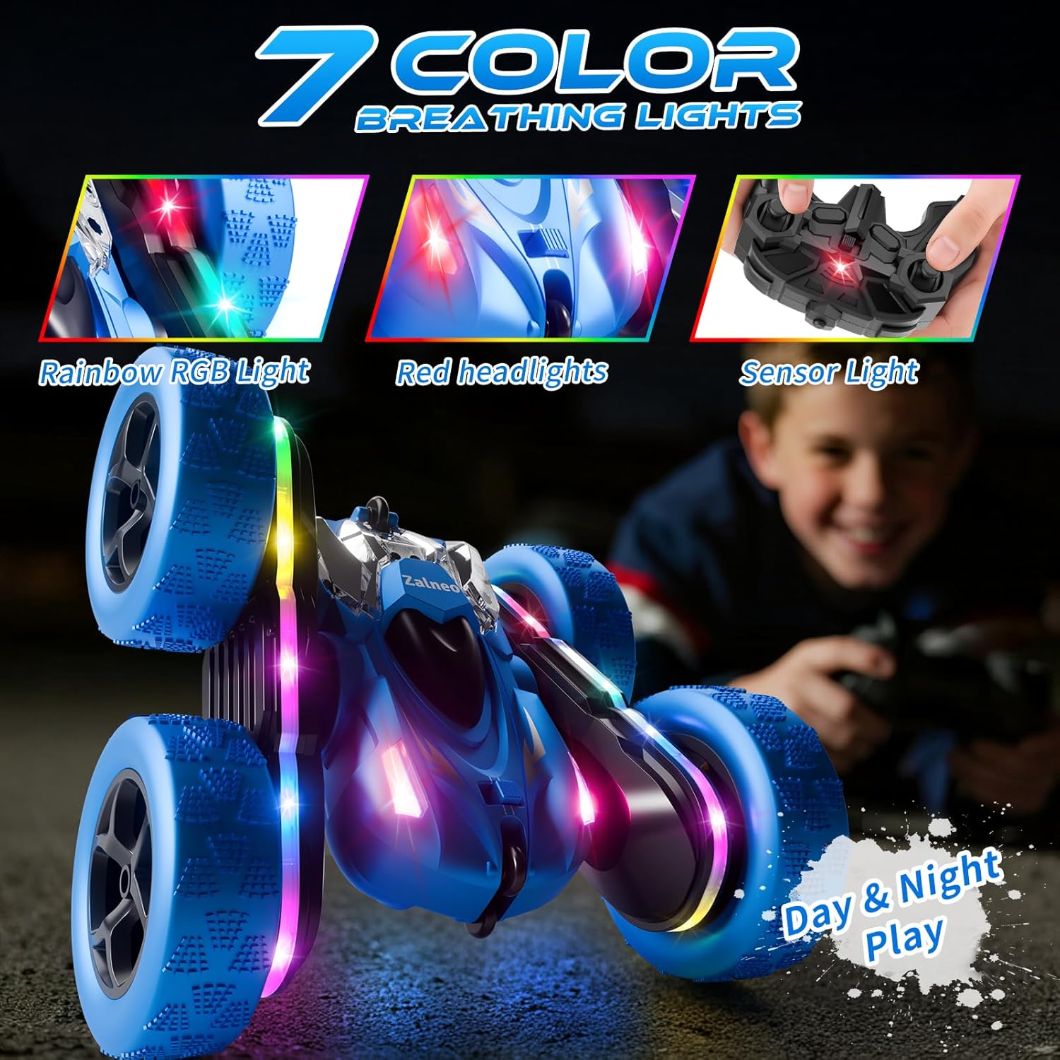 Zalneo Remote Control Stunt Car 4WD 360° Flip Z1 Blue New image 3