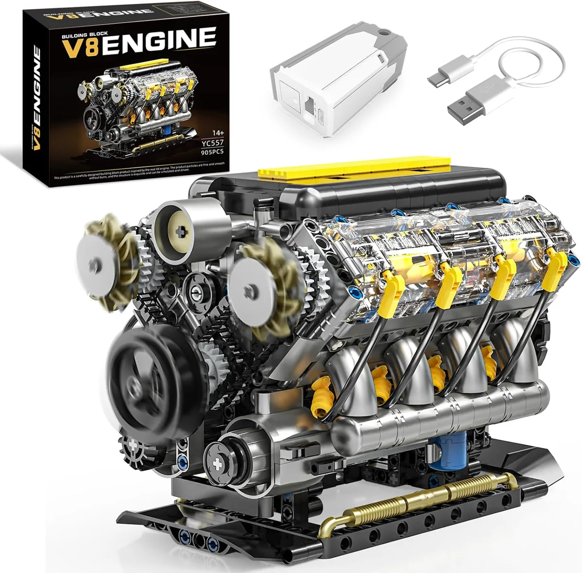 BseSparklion V8 Engine Model Kit Visible Mini Car Motor 905 PCS - New