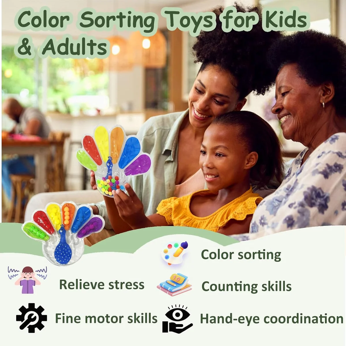 GYsomer Color Sorting Sensory Toys Fine Motor Skills Toys Mini Plastic Peacock New image 2