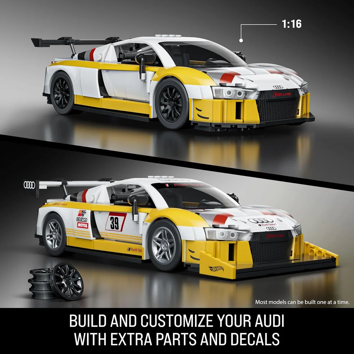 Mattel Brick Shop Hot Wheels Elite Series Building Set ’15 Audi R8 LMS 820 Pieces Multicolor New image 3