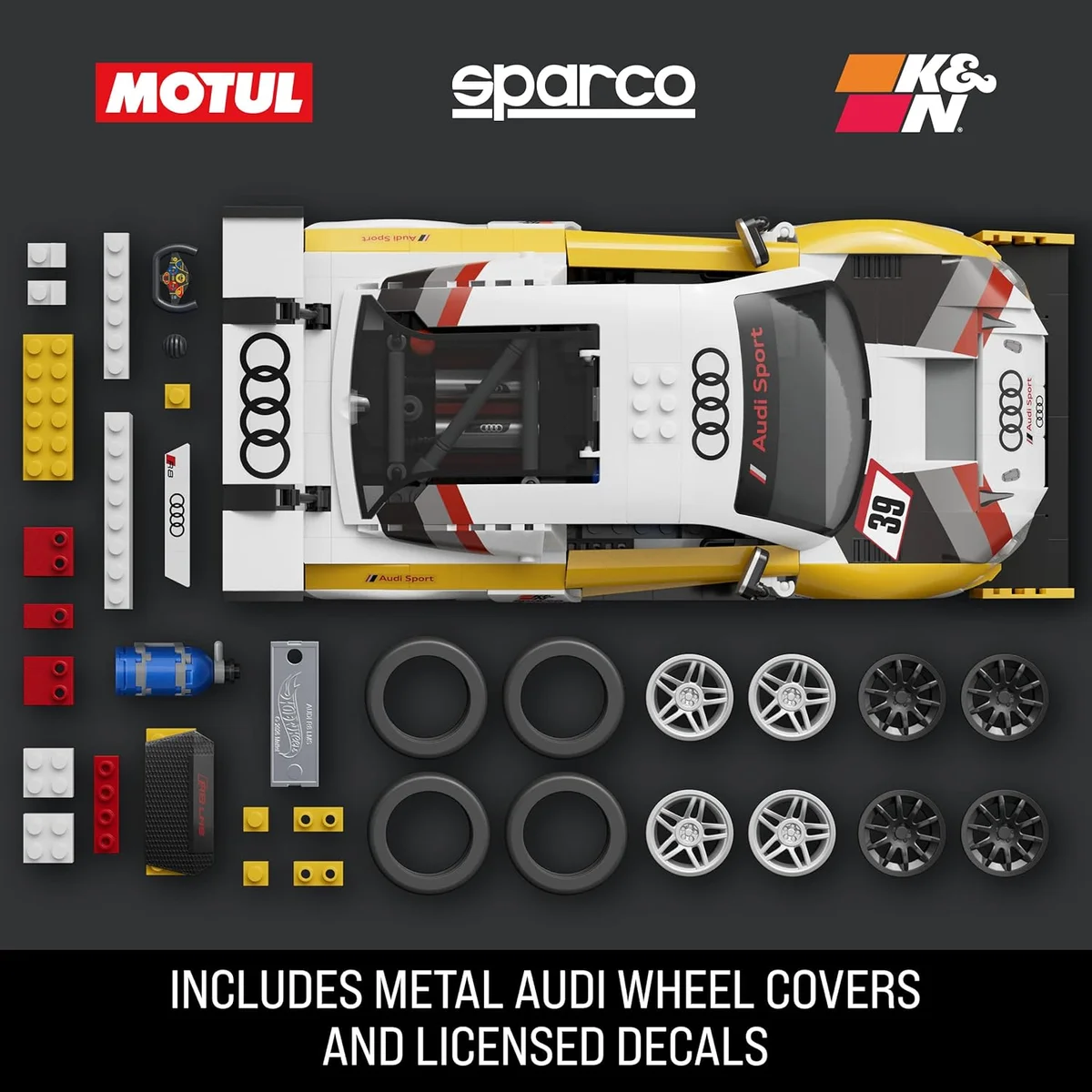 Mattel Brick Shop Hot Wheels Elite Series Building Set ’15 Audi R8 LMS 820 Pieces Multicolor New image 4