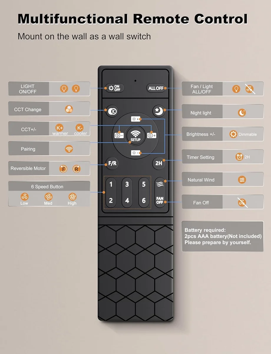 Ohniyou Ceiling Fan with Lights GLX100 52 Inch Low Profile Remote/App Control Black New image 8
