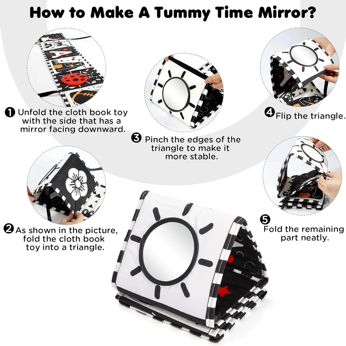 URMYWO Black and White Baby Toy Soft Baby Book HBBS Visual Stimulation 0-12 Months - New image 2