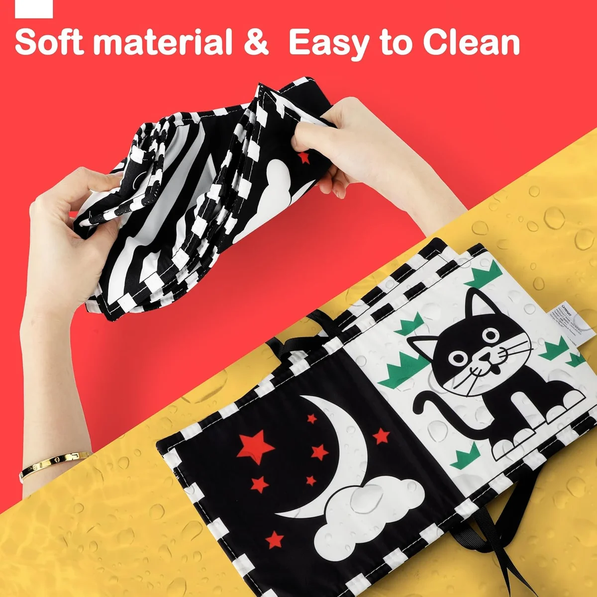 URMYWO Black and White Baby Toy Soft Baby Book HBBS Visual Stimulation 0-12 Months - New image 6