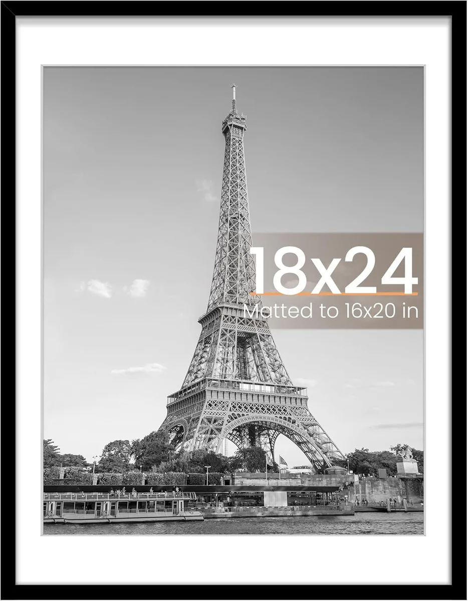 upsimples 18x24 Picture Frame 16x20 with Mat Black New